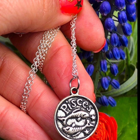 Pices Zodiac Sign Charm Silver-toned Pendant Necklace - Picture 1 of 4